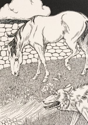 The Horse and the Wolf by Percy J. Billinghurst Oil Painting
