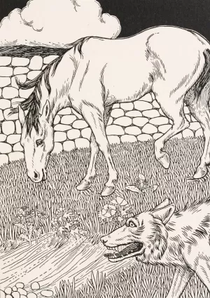 The Horse and the Wolf by Percy J. Billinghurst Oil Painting