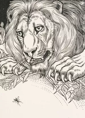 The Lion and the Gnat Oil painting by Percy J. Billinghurst