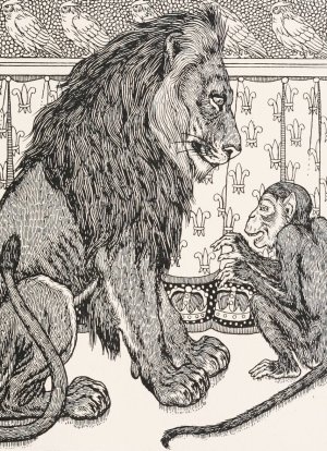 The Lion and the Monkey by Percy J. Billinghurst Oil Painting