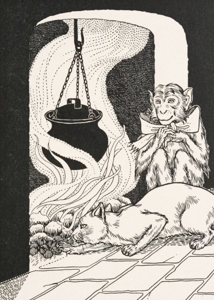 The Monkey and the Cat  by Percy J. Billinghurst - Hand-Painted Oil Painting Reproduction
