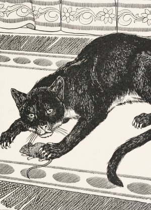 The Old Cat and the Young Mouse by Percy J. Billinghurst Oil Painting