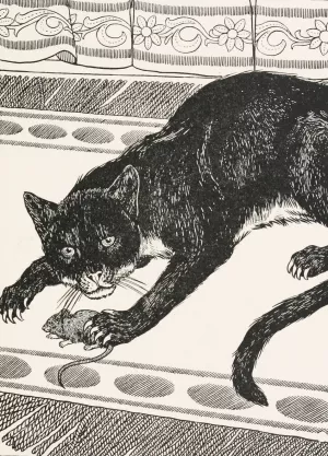 The Old Cat and the Young Mouse by Percy J. Billinghurst Oil Painting