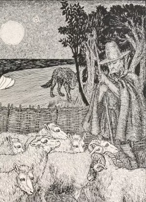 The Shepherd and his Flock by Percy J. Billinghurst Oil Painting