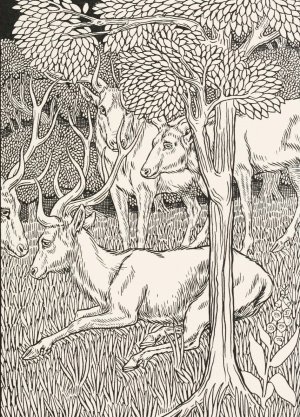 The Sick Stag by Percy J. Billinghurst Oil Painting