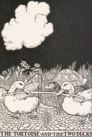 The Tortoise and the Two Ducks by Percy J. Billinghurst The Tortoise and the Two Ducks by Percy J. Billinghurst Oil Painting