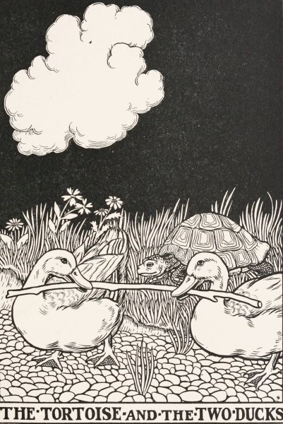 The Tortoise and the Two Ducks  by Percy J. Billinghurst - Hand-Painted Oil Painting Reproduction