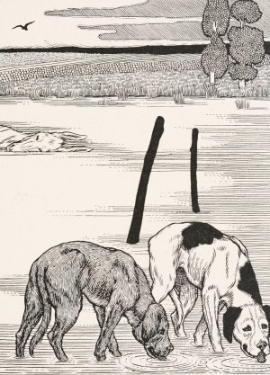 The Two Dogs and the Dead Ass by Percy J. Billinghurst Oil Painting