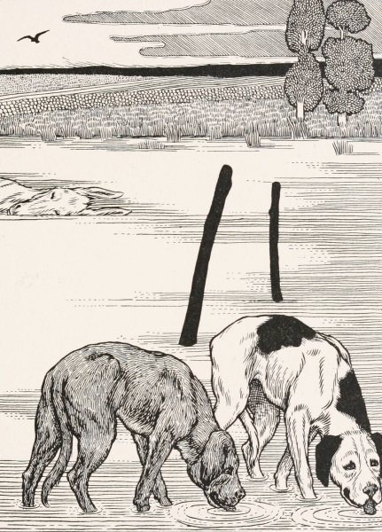 The Two Dogs and the Dead Ass  by Percy J. Billinghurst - Hand-Painted Oil Painting Reproduction