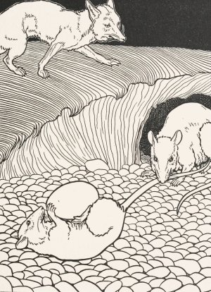 The Two Rats, the Fox, and the Dog by Percy J. Billinghurst Oil Painting
