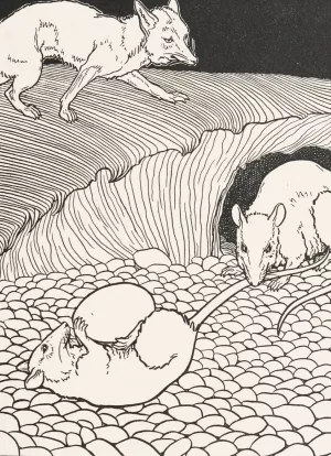 The Two Rats, the Fox, and the Dog Oil painting by Percy J. Billinghurst