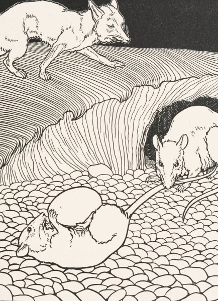 The Two Rats, the Fox, and the Dog  by Percy J. Billinghurst - Hand-Painted Oil Painting Reproduction