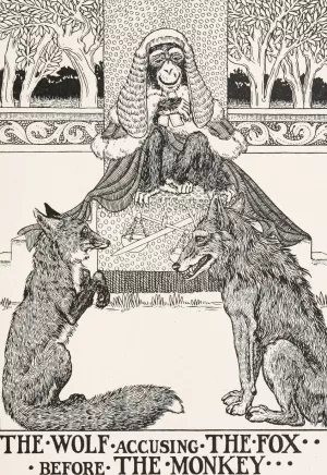 The Wolf Accusing the Fox before the Monkey by Percy J. Billinghurst Oil Painting
