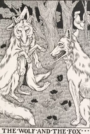 The Wolf and the Fox by Percy J. Billinghurst Oil Painting