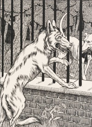 The Wolf and the Lean Dog by Percy J. Billinghurst Oil Painting