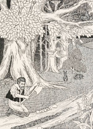 The Woods and the Woodman by Percy J. Billinghurst Oil Painting