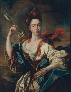 Portrait of a Woman with Attributes of Diana by Pere Crusells Oil Painting