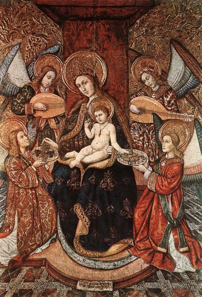 Main Product Photo of Madonna with Music-Making Angels Painting by Pere Garcia