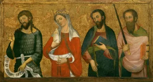 Saint John the Baptist, Saint Mary Magdalene, Saint James the Less and Saint Paul by Pere Serra Oil Painting