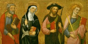Saint Peter, Saint Claire, Saint James the Great and Saint John the Evangelist by Pere Serra Oil Painting