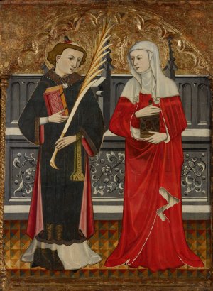 St. Stephen and St. Mary Magdalene by Pere Vall Oil Painting