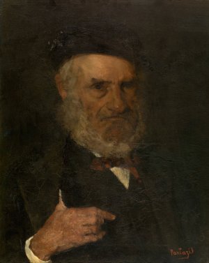 Man with Beret by Pericles Pantazis Oil Painting