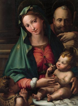 The Holy Family with the Infant Saint John the Baptist by Perino Del Vaga Oil Painting