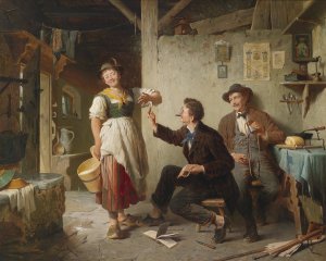 Die Zigarre by Peter Baumgartner Oil Painting