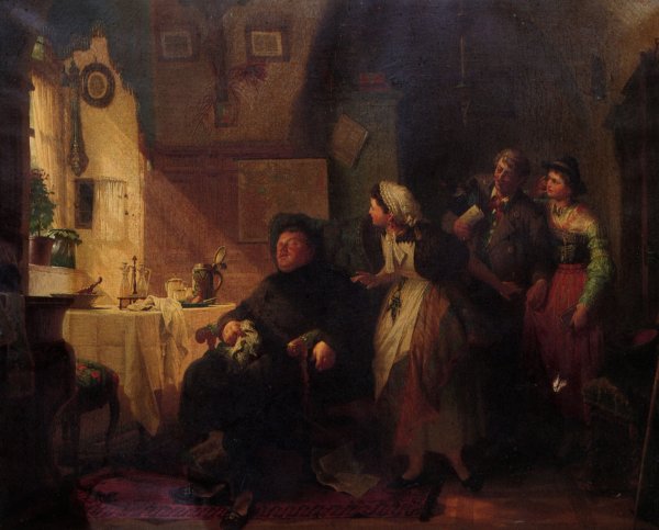 Hearty Repast by Peter Baumgartner - Hand-Painted Oil Painting Reproduction