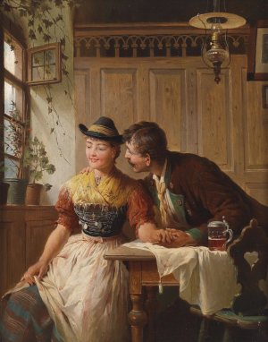 Liebelei by Peter Baumgartner Oil Painting