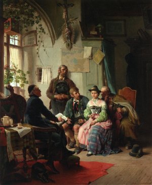 The Wedding Contract by Peter Baumgartner Oil Painting