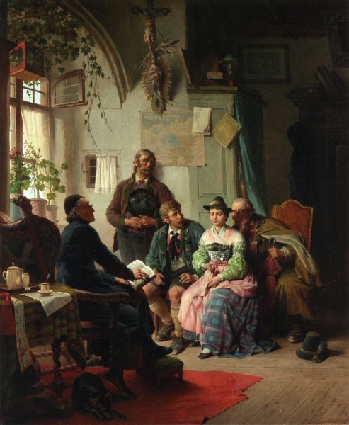 The Wedding Contract by Peter Baumgartner - Hand-Painted Oil Painting Reproduction