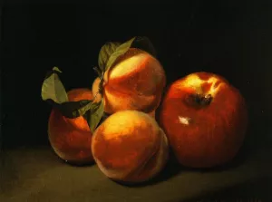 Still Life of Apples and Peaches by Peter Baumgras Oil Painting