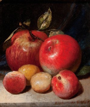 Still Life with Apples and Plums by Peter Baumgras Oil Painting