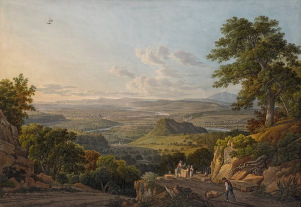 Blick vom Muttenzer Steinbruch auf Basel  by Peter Birmann - Hand-Painted Oil Painting Reproduction