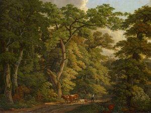 Farmer with Cattle in the Hard near Basel by Peter Birmann Oil Painting