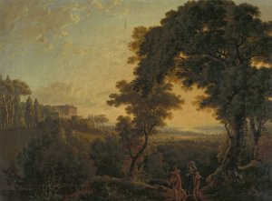 Italian Landscape, Lake Nemi by Peter Birmann Oil Painting