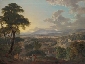 Italian Landscape with Shepherds by Peter Birmann Oil Painting