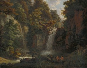 The Giessen near Zeglingen with Two Satyrs Playing the Panflute by Peter Birmann Oil Painting