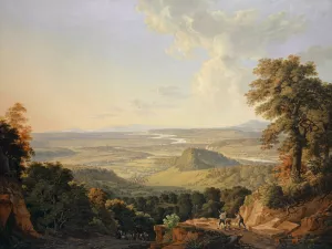 View from the Muttenz Quarry toward Basel Oil painting by Peter Birmann