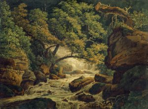 Waterfall Chesant by Peter Birmann Oil Painting