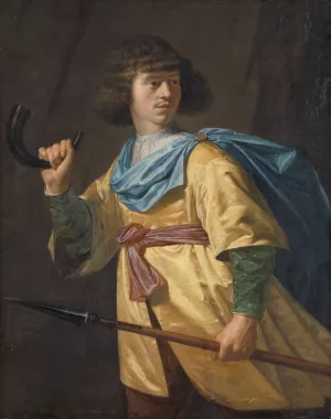 Portrait of a Young Man with a Javelin and a Hunting Horn by Peter Danckerts De Rij Oil Painting