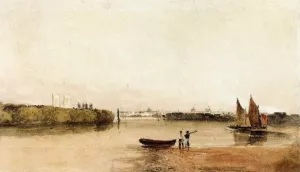 A View of Westminster from Battersea painting by Peter De Wint