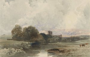 Avondlandschap met de ruine van Kirkstall Abbey, Yorkshire by Peter De Wint Oil Painting