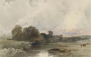Avondlandschap met de ruine van Kirkstall Abbey, Yorkshire by Peter De Wint Oil Painting