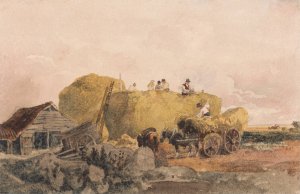 Building a Hayrick by Peter Dewint Oil Painting