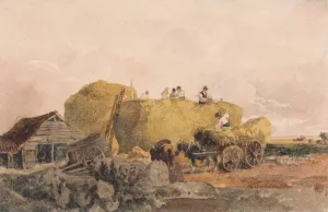 Building a Hayrick by Peter Dewint Oil Painting