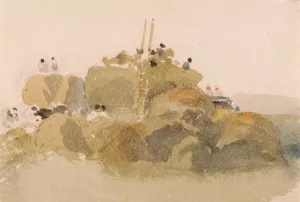Building a Hayrick by Peter Dewint Oil Painting