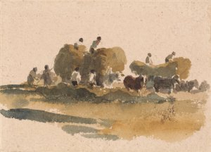 Hay Wagons by Peter Dewint Oil Painting