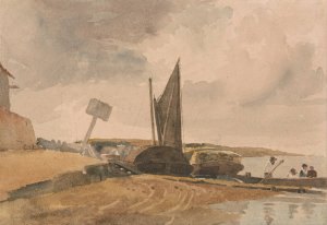 Low Tide, boat landing by Peter Dewint Oil Painting